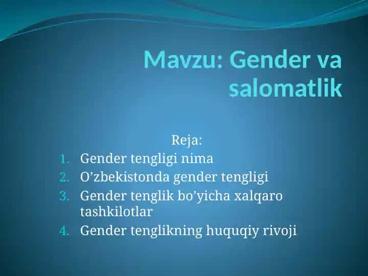 Gender va salomatlik