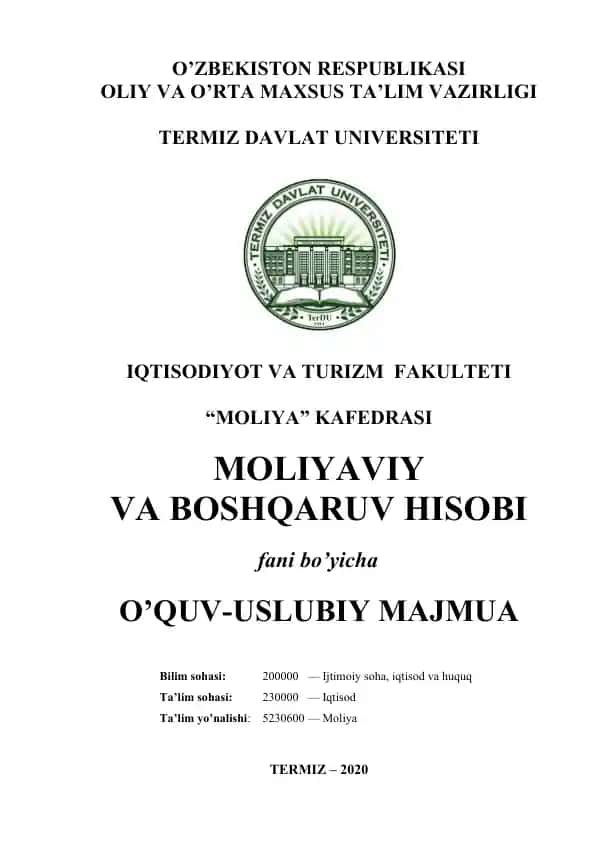 Moliyaviy va boshqaruv hisobi