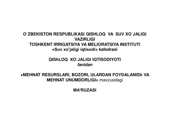 Qishloq xo’jaligi iqtisodiyoti