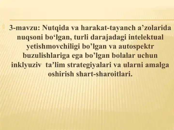 Inkluziv ta'lim strategiyalari autistik spektr buzilishlari va nutqiy nuqsoni bo'lgan bolalar uchun