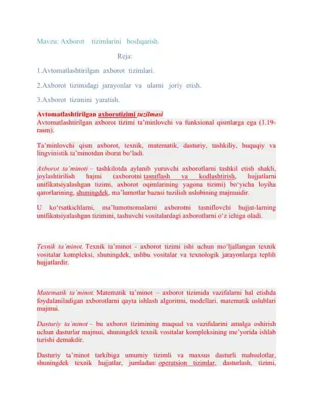 Avtomatlashtirilgan axborot tizimlari