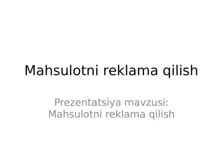 Mahsulotni reklama qilish