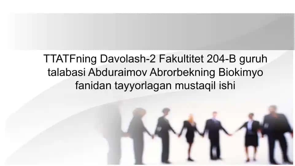 Transminazalar. Katepsinlar. Giperammonimiya va uning turlari, uning tashxis qo’yishdagi klinik ahamyati