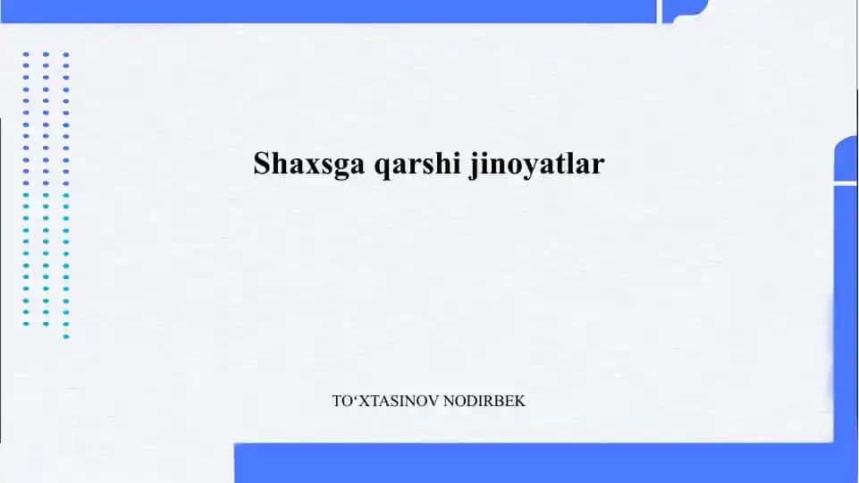 Shaxsga qarshi jinoyatlar