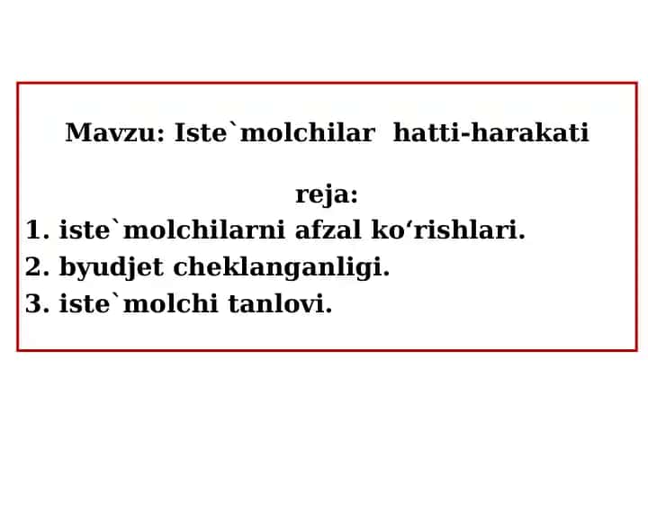 Iste`molchilar hatti-harakati