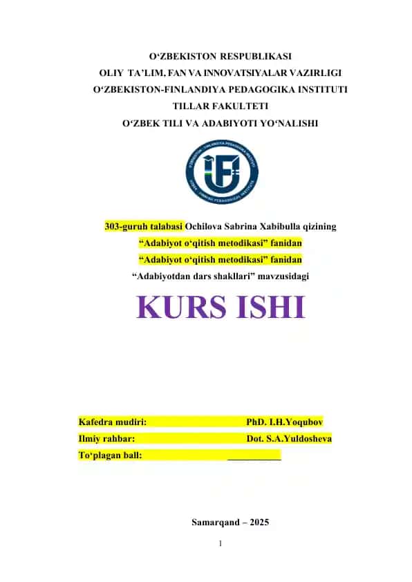 Adabiyot o‘qitish metodikasi