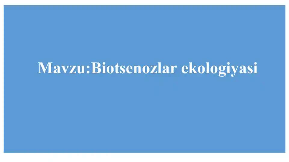 Biotsenozning tasnifi