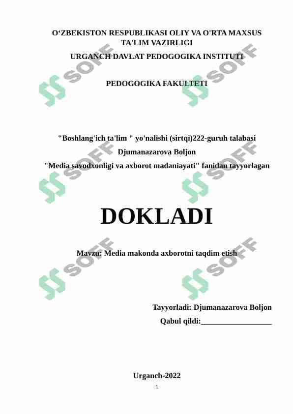 Media makonda axborotni taqdim etish