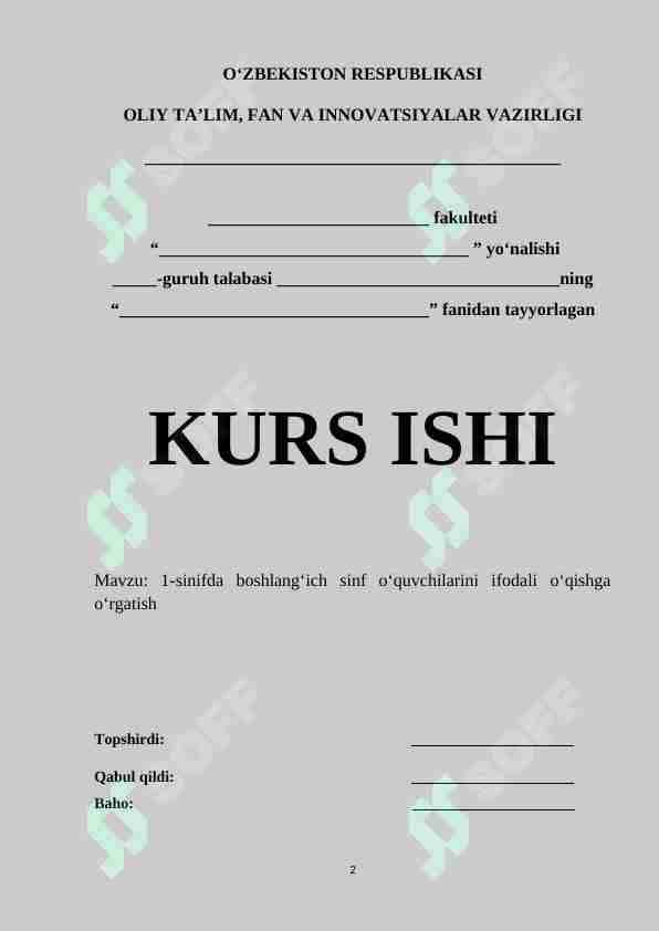 1-sinifda boshlang‘ich sinf o‘quvchilarini ifodali o‘qishga o‘rgatish
