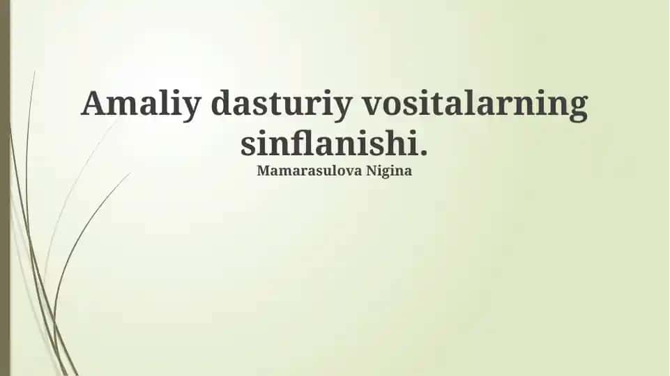 Amaliy dasturiy vositalarning sinflanishi