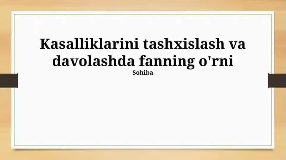 Zamonaviy diagnostika usullari