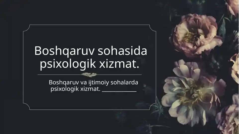 Boshqaruv sohasida psixologik xizmat