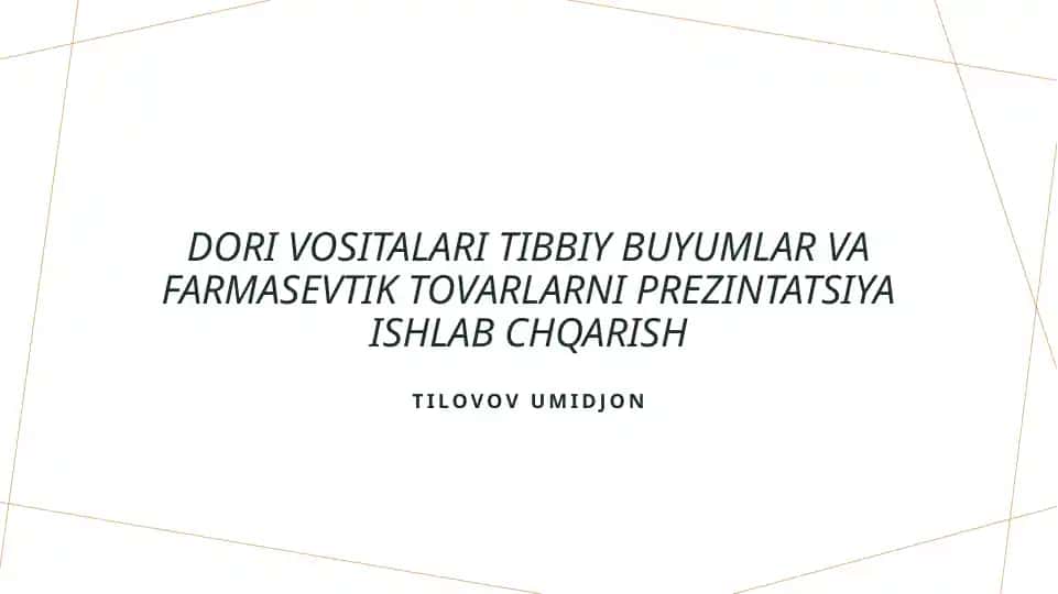 Farmatsevtika mahsulotlari taqdimoti
