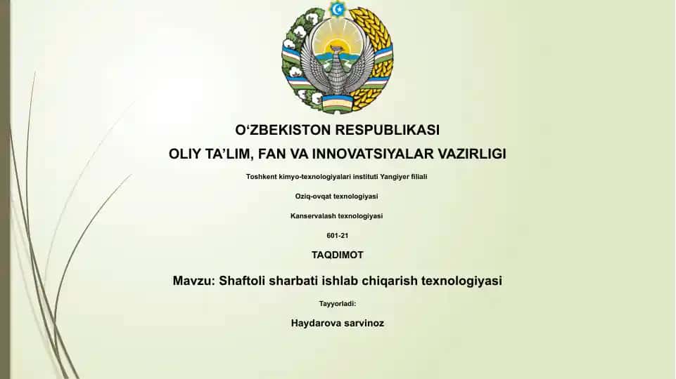 Shaftoli sharbati ishlab chiqarish texnologiyasi