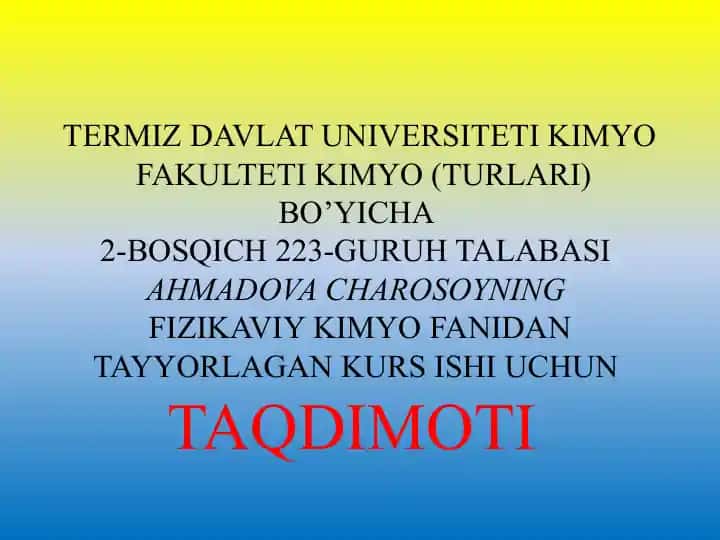 Kurs ishi uchun taqdimot