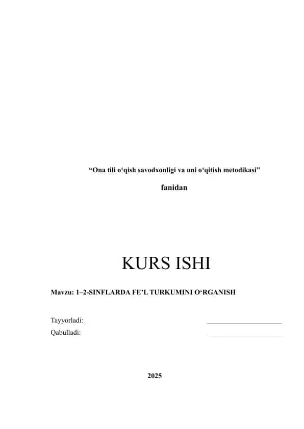 Ona tili oʻqish savodxonligi va uni oʻqitish metodikasi