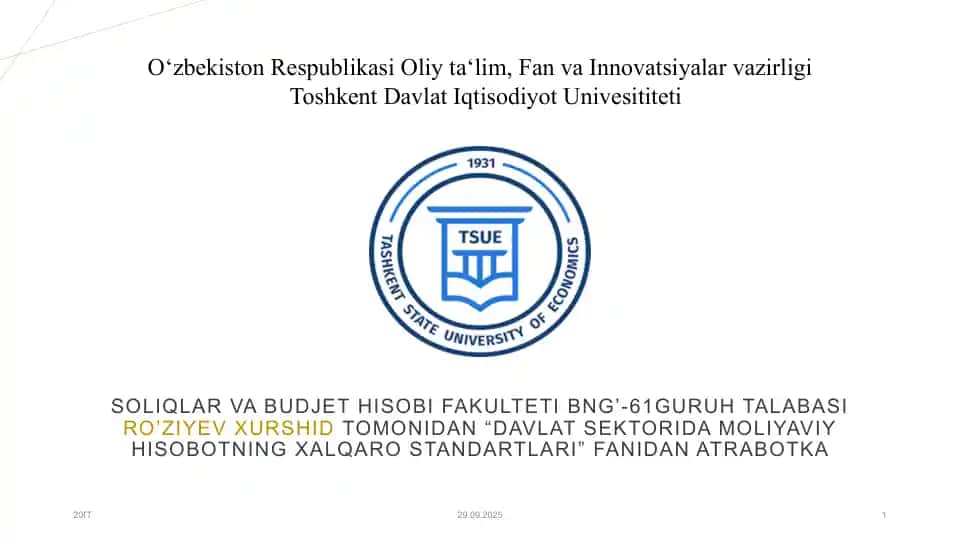 Davlat sektori buxgalteriya hisobi metodlari
