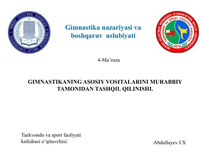 Gimnastika nazariyasi va boshqaruv uslubiyati