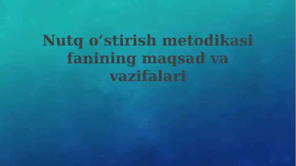 Nutqoʻstirish metodikasi