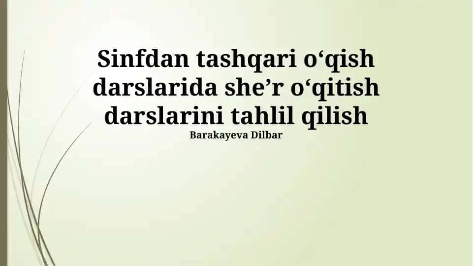 She'riyatga bo'lgan munosabatini o'rganish