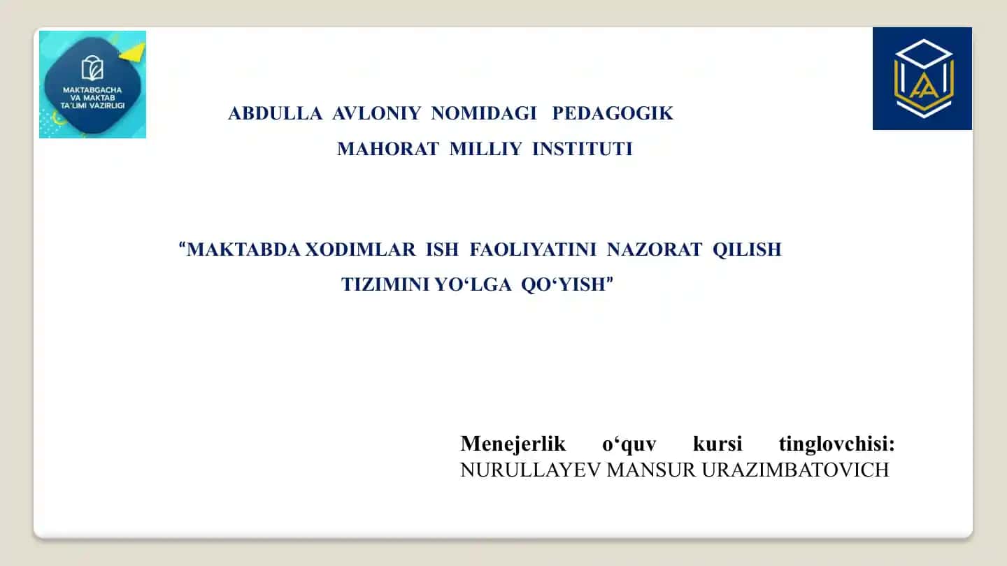 Xodimlar faoliyatini samarali nazorat qilish