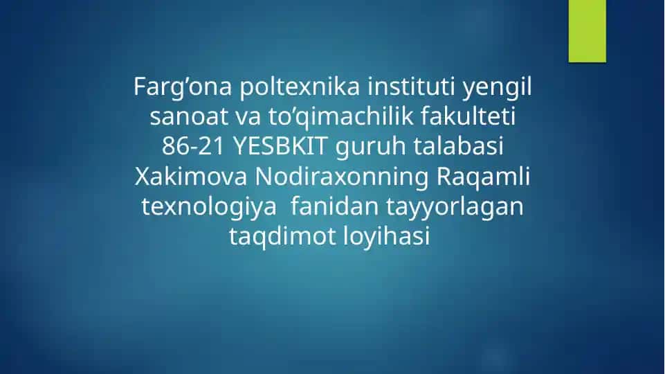 Raqamlitexnologiyalar va Raqamlashtirish Oqibatlari