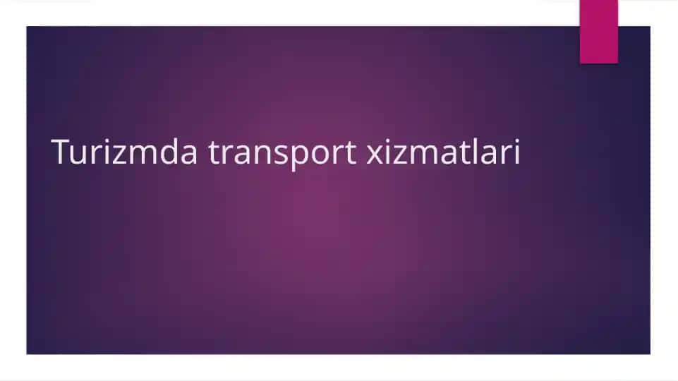 TURISTLAR UCHUN TRANSPORT XIZMATLARI XAVFSIZLIGINI TA'MINLASH