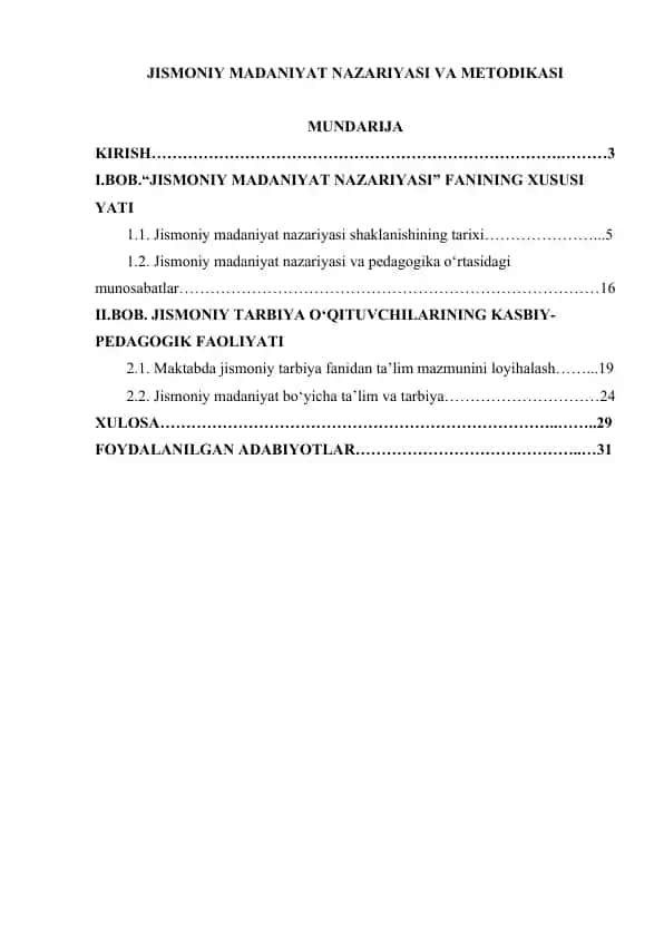 Jismoniy madaniyat nazariyasi va metodikasi