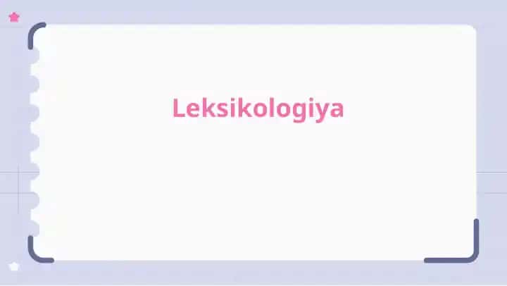 Leksikologiya