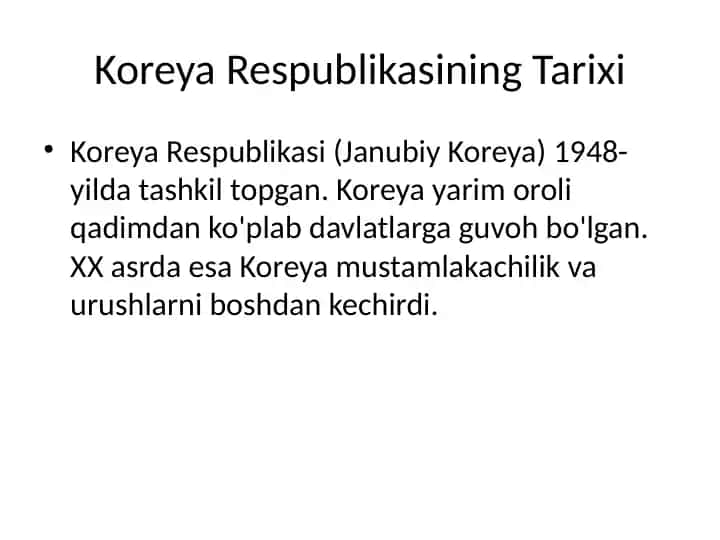 Koreya Respublikasining Tarixi