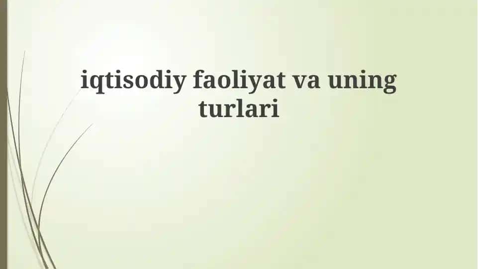 Iqtisodiy faoliyat