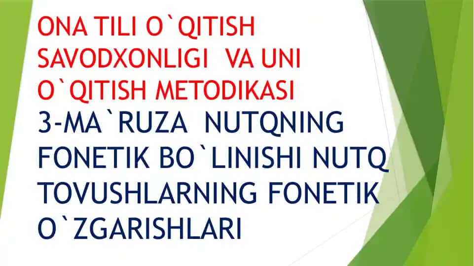 ONA TILI O`QITISH SAVODXONLIGI VA UNI O`QITISH METODIKASI