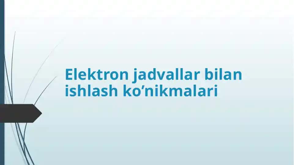 Elektron jadvallar bilan ishlash ko’nikmalari