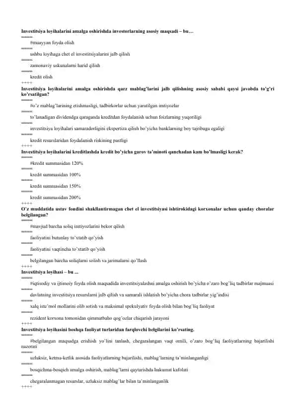 Investitsiya loyihalarini amalga oshirish