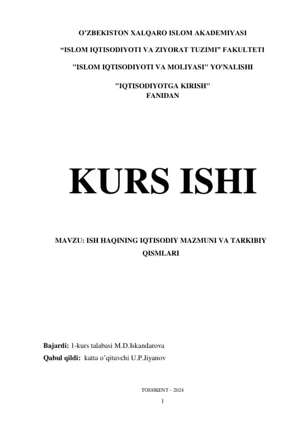IQTISODIYOTGA KIRISH