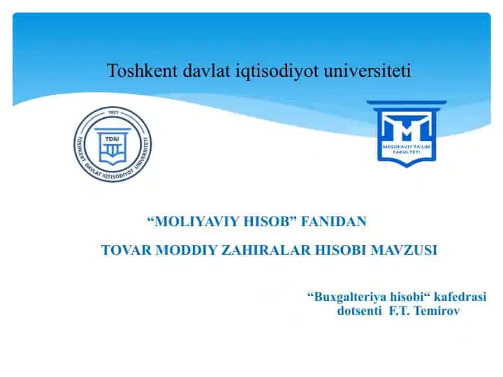 Tovar-moddiy zaxiralar hisobi