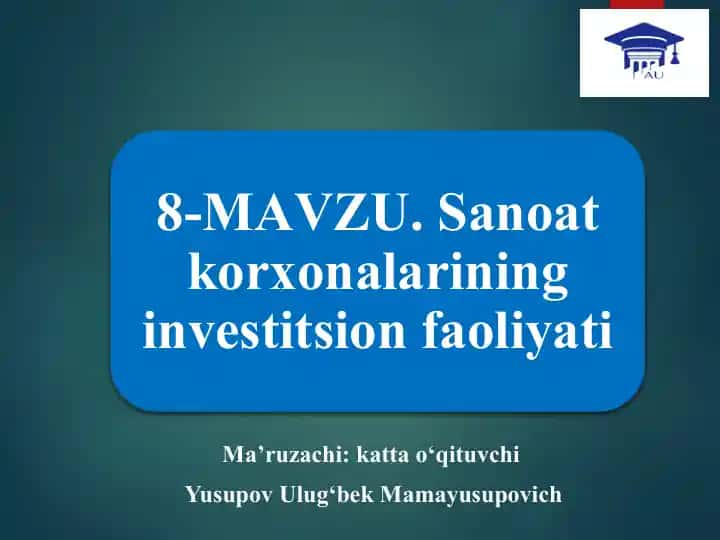 Ma’ruzachi: katta o‘qituvchi Yusupov Ulug‘bek Mamayusupovich