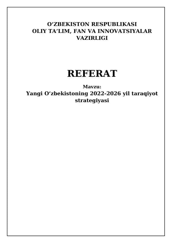 Yangi Oʻzbekistoning 2022-2026 yil taraqiyot strategiyasi