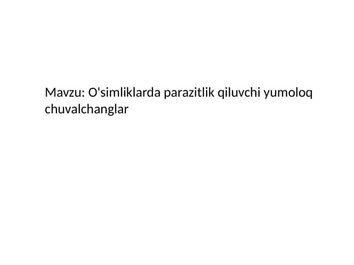 O'simliklarda parazitlik qiluvchi yumoloq chuvalchanglar