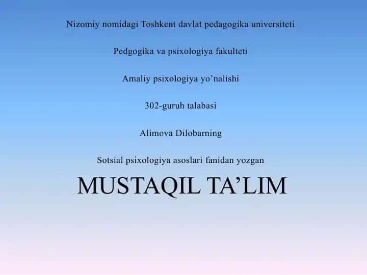 Sotsial psixologiyada shaxs muammosi