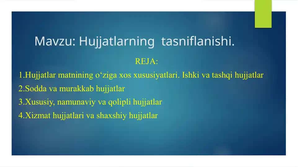Hujjatlarning tasniflanishi