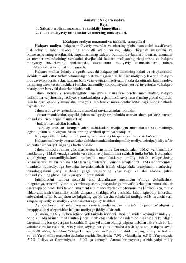 Xalqaro moliya