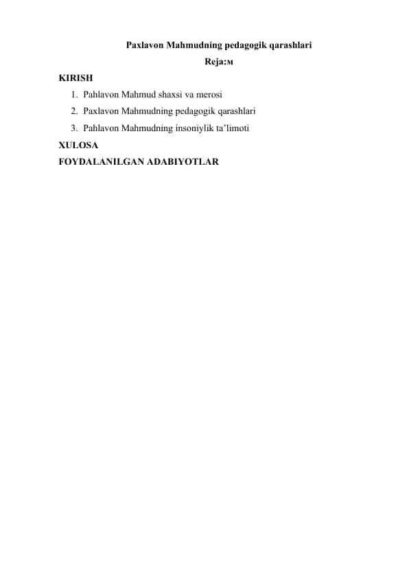 Paxlavon Mahmudning pedagogik qarashlari