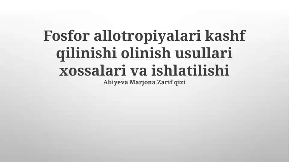 Fosfor allotropiyalari