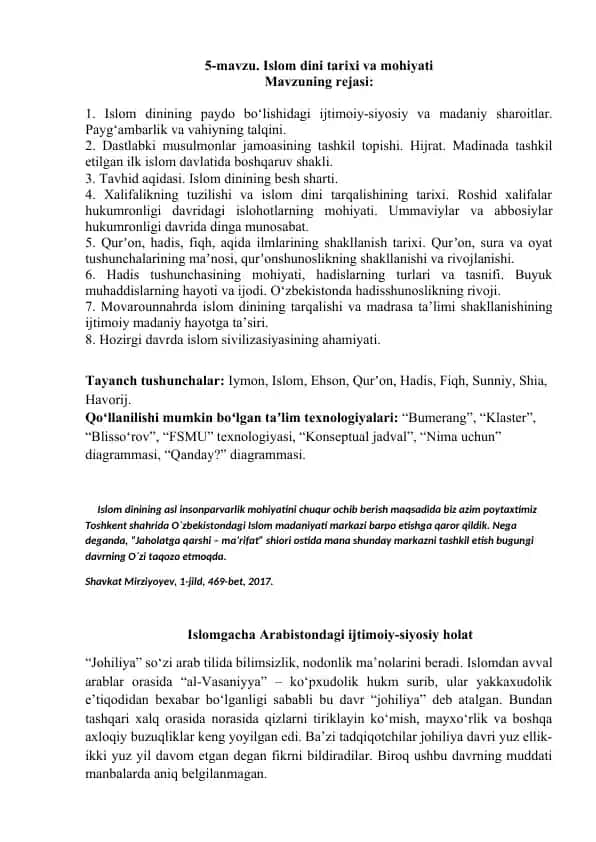 Islom dini tarixi va mohiyati