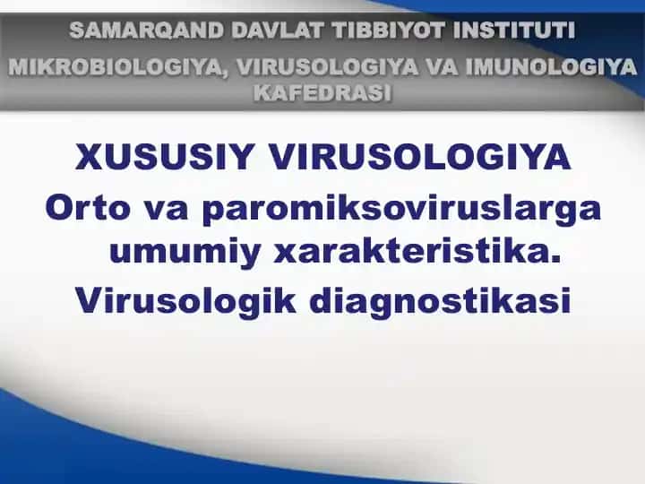 XUSUSIY VIRUSOLOGIYA