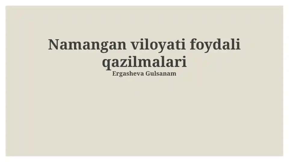 Namangan viloyati foydali qazilmalari