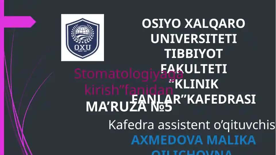 Tish to'qimalarining anatomik va gistalogik tuzilishi