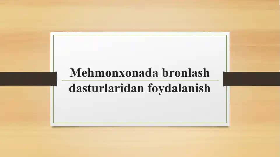Mehmonxona dabr onlash dasturlari