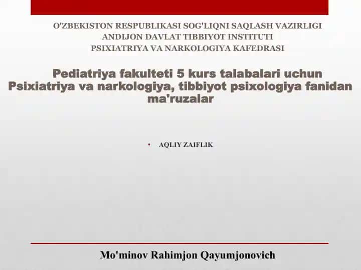 Aqliy Zaiflik